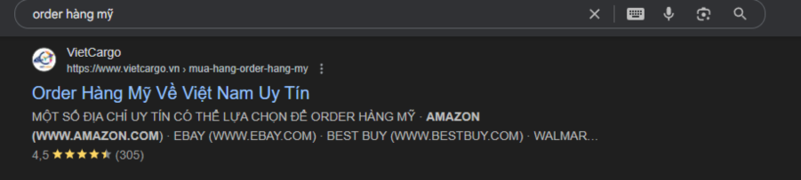 TOP Google - Order hàng Mỹ