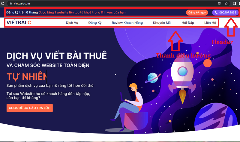 các thành phần của website